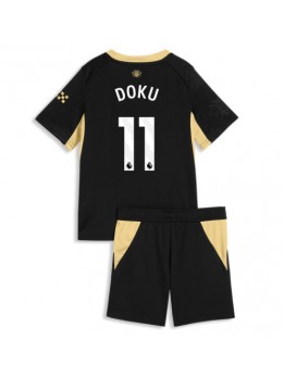 Manchester City Jeremy Doku #11 Auswärts Trikotsatz für Kinder 2026-27 Kurzarm (+ Kurze Hosen)
